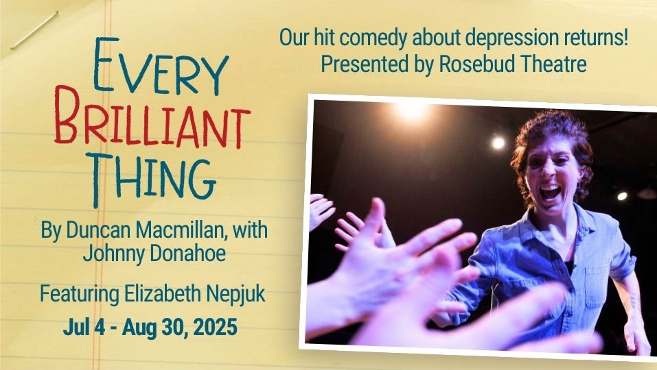 Show images of the 2025-2026 season: Every Brilliant Thing - July 4-August 30, 2025 presented by Rosebud Theatre